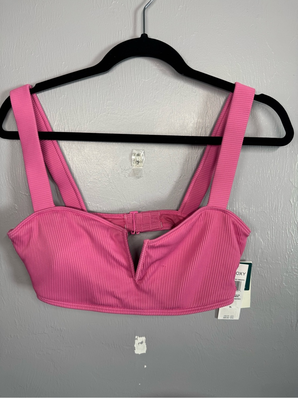Roxy Ribbed Hot Pink V-Notch Bralette